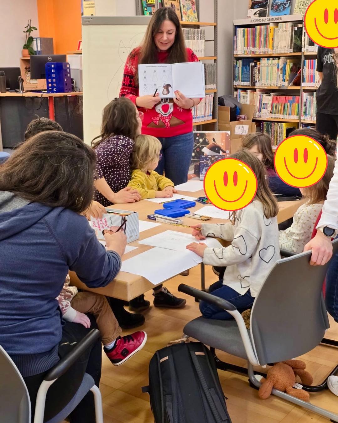Atelier dessin avec les enfants à la bibliothèque de Dudelange